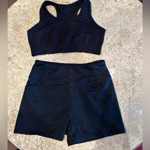 Zella Black Sports Bra and Shorts Size 10/12